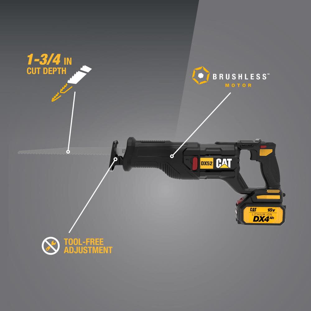 منشار بطارية ترددي 18 فولط  CAT DX52 BRUSHLESS
