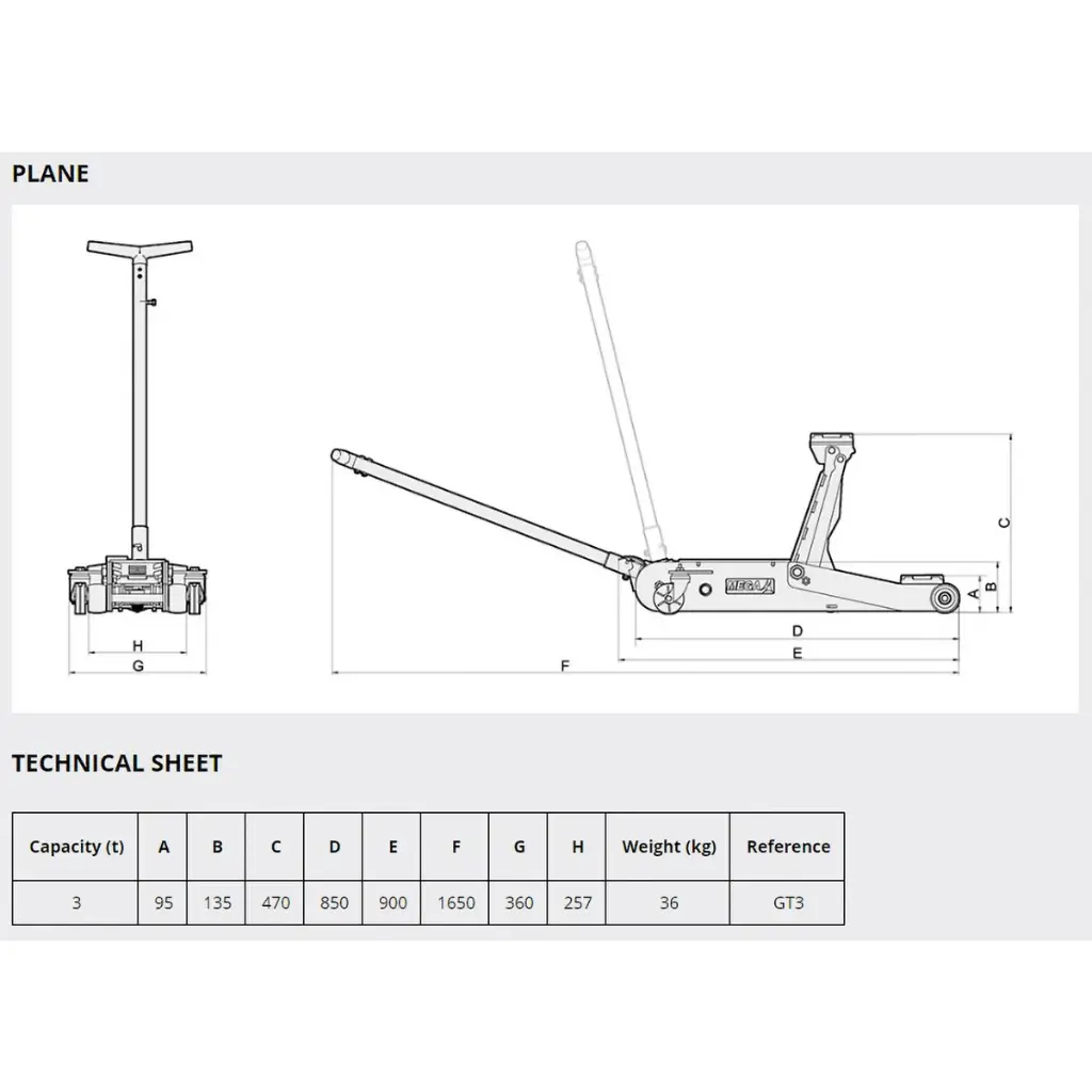 Hydrolic Floor Jack 3 ton Spain MEGA