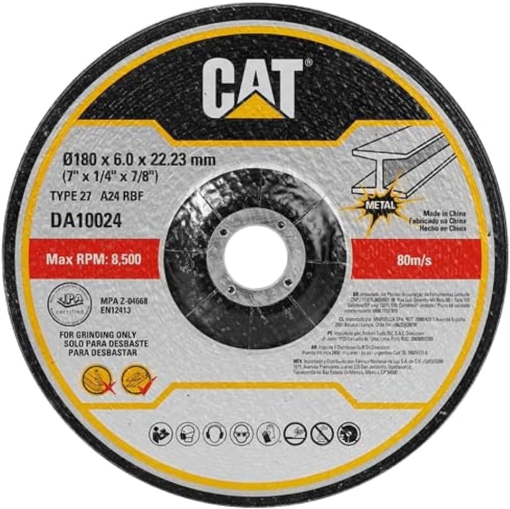 Metal Grinding Disc 180*6 mm - CAT DA10024