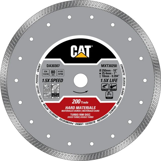 Cat® 200 Trade Turbo Hard Materials Diamond Blade 10 " - 250mm DA30307 