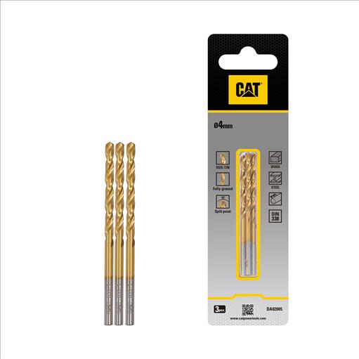 Steel Drill Bit Set 3 Pcs 4mm DA02005 CAT