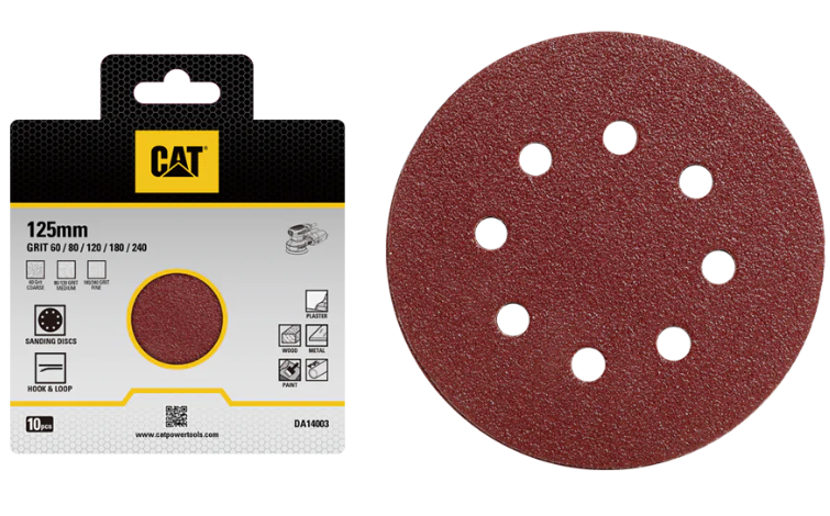 CAT DA14003 5" 10-Pack Assorted Grit Sandpaper