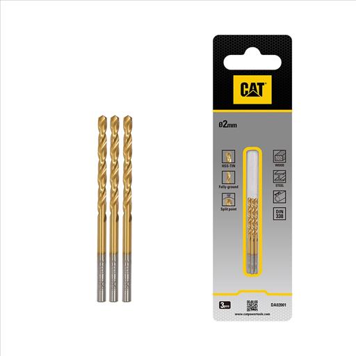 Steel Drill Bit Set 3 Pcs 2mm DA02001 CAT